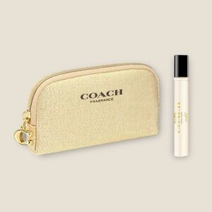 Sparkly Gold-Beige Coach Beauty Mini Coin-Pouch/Fragrance SET